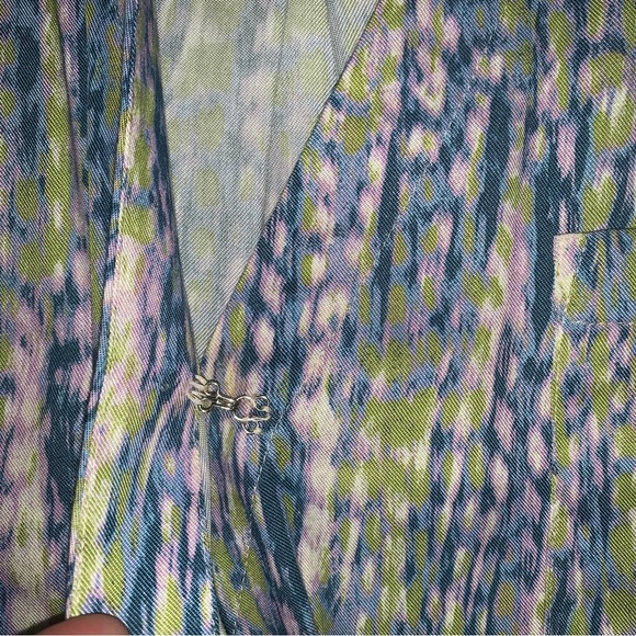 Anthropologie Pilcro Tisha Surplice Long Sleeve Blue Motif Combo Top XS NWOT - Picture 3 of 6